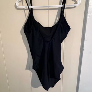 Black, athletic one piece bathing suit